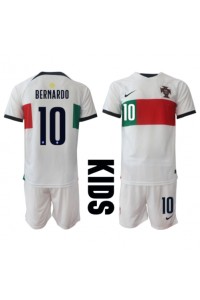 Fotbalové Dres Portugalsko Bernardo Silva #10 Dětské Venkovní Oblečení MS 2022 Krátký Rukáv (+ trenýrky)